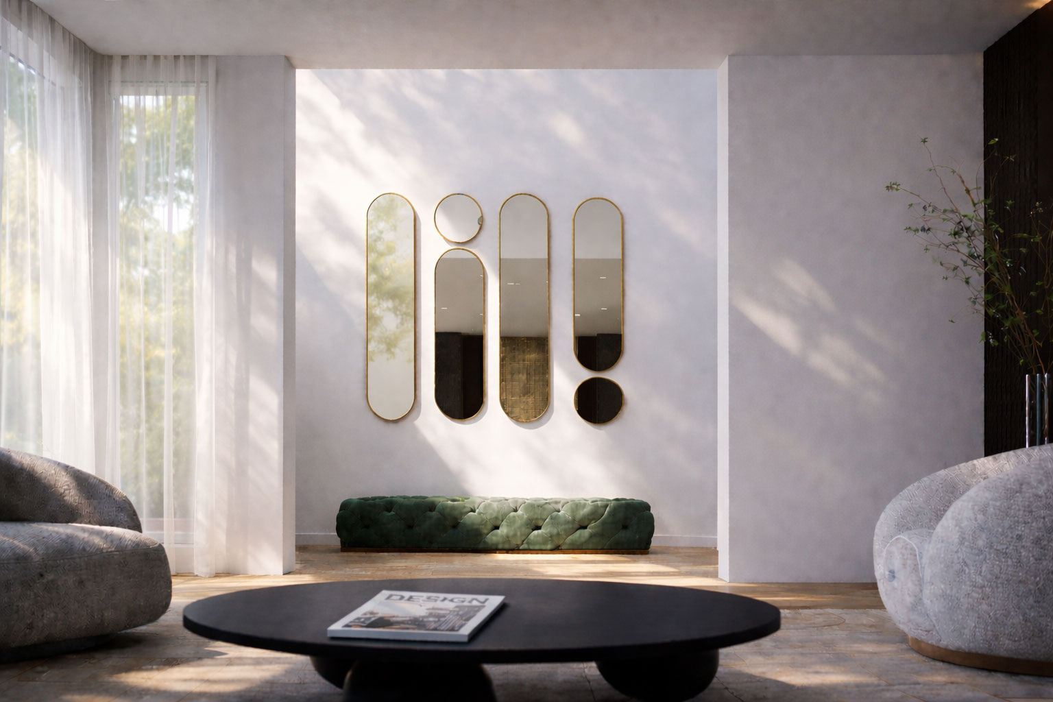 Hampton Residence formal lounge with bespoke joinery, layered lighting and considered material palette — interior architecture by Mike & Morlly Architects